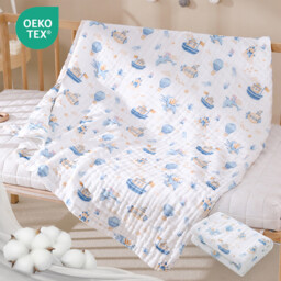 LeBonsoir Towels， BABY Muslin Squares Cloth for Baby， 2 combination packageCotton Burp Cloths for Newborn， Absorbent & Breathable and Ideal to Clean， Wipe & Cover Newborns-Dreamy Whale Whisper(25*50cm*1，70*140cm*1) - thumbnail 1