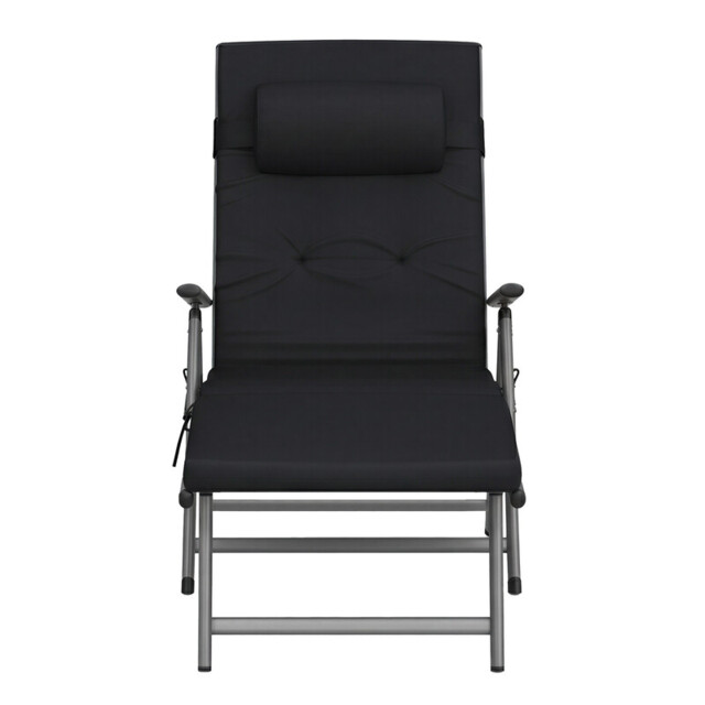 Ochama x SONGMICS Outdoor Lounge Chair, Multi-Level Adjustable Backrest, Lightweight Rust-Proof Aluminum Alloy Frame, Portable Folding Garden Chair with Padded Armrests, Full-Recline Size 60x183x97cm, Ideal for Patio, Poolside, Beach, Camping, Lawn, Black - image 1