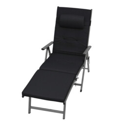 Ochama x SONGMICS Outdoor Lounge Chair, Multi-Level Adjustable Backrest, Lightweight Rust-Proof Aluminum Alloy Frame, Portable Folding Garden Chair with Padded Armrests, Full-Recline Size 60x183x97cm, Ideal for Patio, Poolside, Beach, Camping, Lawn, Black - thumbnail 4
