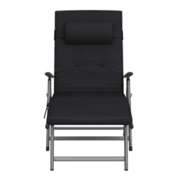 Ochama x SONGMICS Outdoor Lounge Chair, Multi-Level Adjustable Backrest, Lightweight Rust-Proof Aluminum Alloy Frame, Portable Folding Garden Chair with Padded Armrests, Full-Recline Size 60x183x97cm, Ideal for Patio, Poolside, Beach, Camping, Lawn, Black
