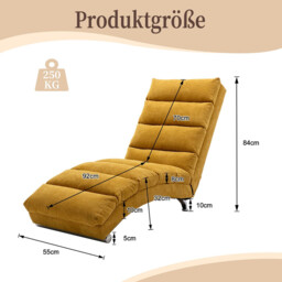 URBAN MEUBLE  Fabric Relaxation Chaise Lounge Chair 55x162x84 cm - thumbnail 4