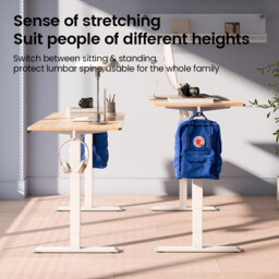 ochama Electric Standing Desk, Oak Colour, 120*60cm, Full Board Tabletop, 2-Level Memory Height, 70KG Load Capacity, UK Standard & CE Dual Certification, Eco-Friendly Tabletop, Desk for Office / Study / Gaming - thumbnail 3