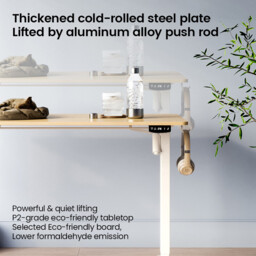 ochama Electric Standing Desk, Oak Colour, 120*60cm, Full Board Tabletop, 2-Level Memory Height, 70KG Load Capacity, UK Standard & CE Dual Certification, Eco-Friendly Tabletop, Desk for Office / Study / Gaming - thumbnail 2