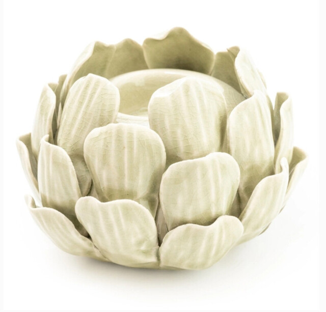 Candlelight Candle Holder Tealight Artichoke Ceramic Light Green - image 1