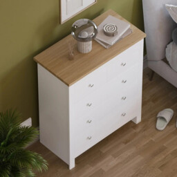 Vida Designs Drawer Chest Arlington 5 Drawers White/Oak Effect - thumbnail 2