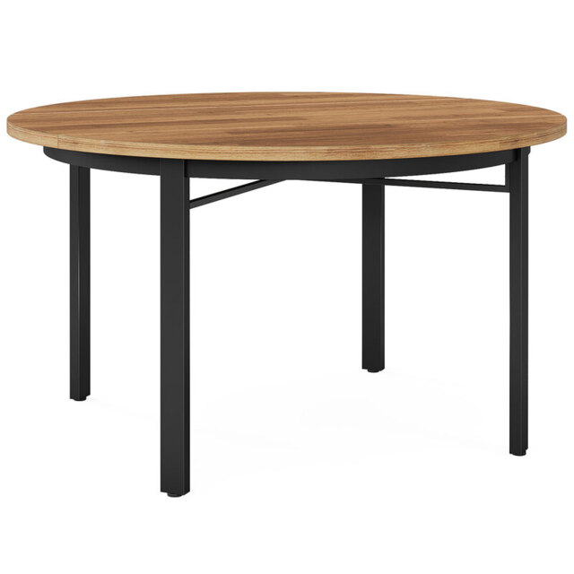 LANTINE Round Dining Table for 4-6 People, 118.5cm Kitchen Furniture Dining Room Table with Solid Metal Legs, Circle Dining Table for Dining Room, Kitchen (Chairs not included) - image 1