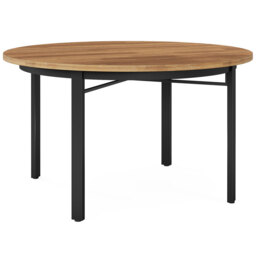 LANTINE Round Dining Table for 4-6 People, 118.5cm Kitchen Furniture Dining Room Table with Solid Metal Legs, Circle Dining Table for Dining Room, Kitchen (Chairs not included) - thumbnail 1