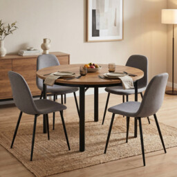 LANTINE Round Dining Table for 4-6 People, 118.5cm Kitchen Furniture Dining Room Table with Solid Metal Legs, Circle Dining Table for Dining Room, Kitchen (Chairs not included) - thumbnail 3