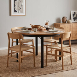 LANTINE Round Dining Table for 4-6 People, 118.5cm Kitchen Furniture Dining Room Table with Solid Metal Legs, Circle Dining Table for Dining Room, Kitchen (Chairs not included) - thumbnail 2