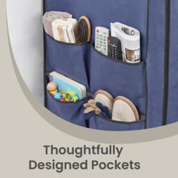 Ochama Freestanding Wardrobe with Heavy-Duty Steel Frame, Large Storage Closet Organizer with Multi-Tier Shelves and Full-Cover Dustproof Zippered Cover, 170x45x167cm Generous Capacity, Ideal for Living Room, Bedroom, Dorm, Apartment, Entryway, Blue - thumbnail 3