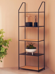 Interiors by Premier Bookcase Depok Black/Rattan 5 Shelves - thumbnail 1