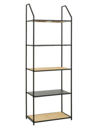 Interiors by Premier Bookcase Depok Black/Rattan 5 Shelves - thumbnail 2