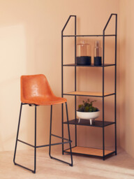 Interiors by Premier Bookcase Depok Black/Rattan 5 Shelves - thumbnail 5