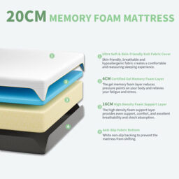 Memory Foam Mattress, Medium Support Mattress for Comfortable Sleep, Bedroom Bedding Mattress for Home Use Brown 4FT Small Double (120x190x15cm) - thumbnail 2