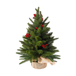 1 Pc 23.6in/60cm Mini Christmas Tree, Artificial Christmas Tree Indoor Small Christmas Table Decorated Christmas Tree with Red Berries and Christmas Baubles Artificial Tree Gift for Christmas Decoration Office Home - thumbnail 5