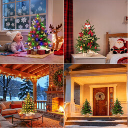 1 Pc 23.6in/60cm Mini Christmas Tree, Artificial Christmas Tree Indoor Small Christmas Table Decorated Christmas Tree with Red Berries and Christmas Baubles Artificial Tree Gift for Christmas Decoration Office Home - thumbnail 3