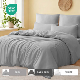 LeBonsoir Light Gray Duvet Cover Set，230x220cm/50x75cmx2 Soft Double Brushed Bedding Set， with Zip， 3 Pieces， Includes 1 Duvet Cover & 2 Pillowcases，NO Comforter - thumbnail 1
