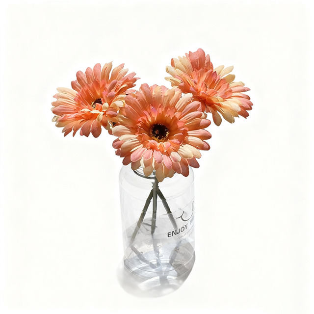 Yuejia 3Pcs 9.05in/23cmArtificial Silk Gerbera Flowers Wedding Home verandahs Table Decor Fake Daisy Chrysanthemum Party Home Decoration(orange) - image 1