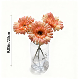 Yuejia 3Pcs 9.05in/23cmArtificial Silk Gerbera Flowers Wedding Home verandahs Table Decor Fake Daisy Chrysanthemum Party Home Decoration(orange) - thumbnail 5