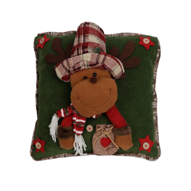 1Pc 16.14in/41cm Christmas Pillow Covers Cute 3D Snowman Reindeer Cushion Covers Holiday Pillow Cases for Sofa, Couch, Bed(Reindeer) - image 1