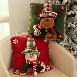 1Pc 16.14in/41cm Christmas Pillow Covers Cute 3D Snowman Reindeer Cushion Covers Holiday Pillow Cases for Sofa, Couch, Bed(Reindeer) - thumbnail 3