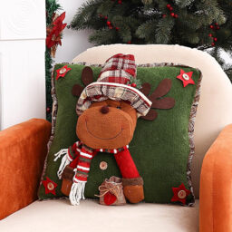 1Pc 16.14in/41cm Christmas Pillow Covers Cute 3D Snowman Reindeer Cushion Covers Holiday Pillow Cases for Sofa, Couch, Bed(Reindeer) - thumbnail 5