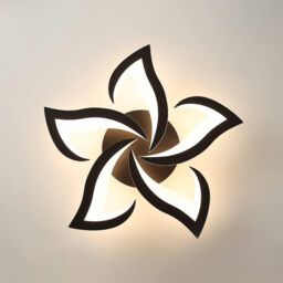 Pheashine   Modern LED Ceiling Light 60W 6000LM 5-Head Petals Black Acrylic Chandelier 3000K Warm White for Living Room Bedroom Dining Kitchen - thumbnail 2