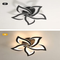 Pheashine   Modern LED Ceiling Light 60W 6000LM 5-Head Petals Black Acrylic Chandelier 3000K Warm White for Living Room Bedroom Dining Kitchen - thumbnail 6