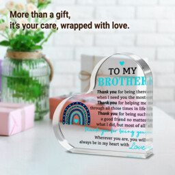 "Alphynix 1pc To My Brother Heart Plaque, ""Thank You For Being There When I Need You The Most"" Acrylic Gift with Rainbow Pattern, Emotional Appreciation Present for Brother from Sibling" - thumbnail 2