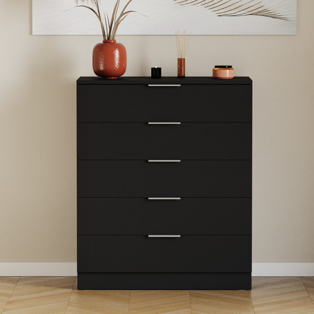 Vida Designs Drawer Chest Trega 5 Drawers Black - image 1