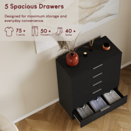 Vida Designs Drawer Chest Trega 5 Drawers Black - thumbnail 6