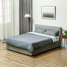 Homcom Ottoman Bed Frame with Storage Drawer Tufted Velvet King - thumbnail 6