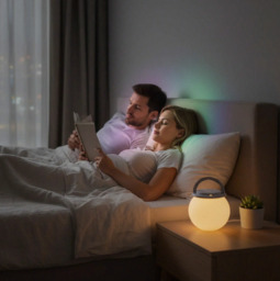 Wiederaufladbares LED-Nachtlicht mit Zeitschaltfunktion, Warmweiß + RGB 7 Farben, Stufenlose Dimmung 0,9W 5V-1A ABS+Metall für Schlafzimmer Kinderzimmer - thumbnail 1