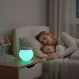 Wiederaufladbares LED-Nachtlicht mit Zeitschaltfunktion, Warmweiß + RGB 7 Farben, Stufenlose Dimmung 0,9W 5V-1A ABS+Metall für Schlafzimmer Kinderzimmer - thumbnail 2