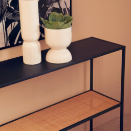 Interiors by Premier Console Table Depok Black/Rattan - thumbnail 2