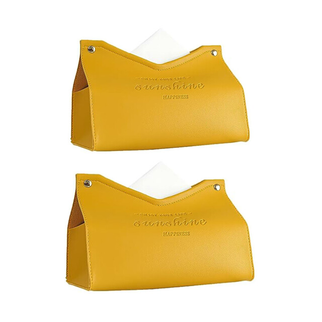 JORDAN&JUDY 2-Pack Yellow V-Shape Tissue Box Holder, Modern Color, Lightweight - image 1