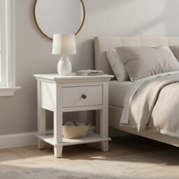 Side Table Provence 1 Drawer Rustic Pine White - thumbnail 1