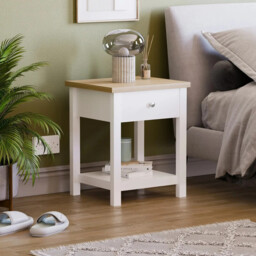 Vida Designs Bedside Table Arlington 1 Drawer White/Oak Effect