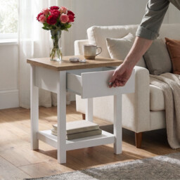 Vida Designs Bedside Table Arlington 1 Drawer White/Oak Effect - thumbnail 5