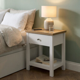 Vida Designs Bedside Table Arlington 1 Drawer White/Oak Effect