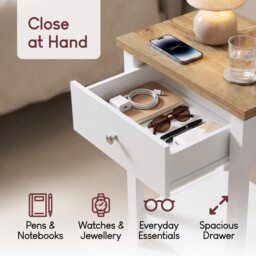Vida Designs Bedside Table Arlington 1 Drawer White/Oak Effect - thumbnail 2