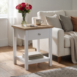Vida Designs Bedside Table Arlington 1 Drawer White/Oak Effect - thumbnail 3