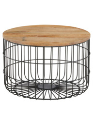 Interiors by Premier Side Table Pali Solid Mango Wood Top Round Black/Natural - thumbnail 2