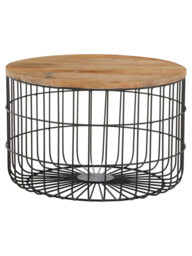 Interiors by Premier Side Table Pali Solid Mango Wood Top Round Black/Natural - thumbnail 5