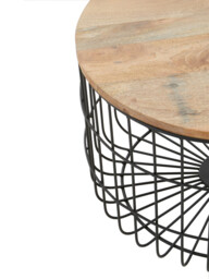 Interiors by Premier Side Table Pali Solid Mango Wood Top Round Black/Natural - thumbnail 4