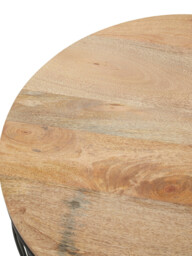 Interiors by Premier Side Table Pali Solid Mango Wood Top Round Black/Natural - thumbnail 3