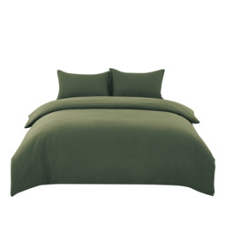 Dark Green Cotton Double Gauze Duvet Cover & Pillowcases Set, 230*220CM+50*75CM*2 - thumbnail 1