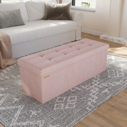 Ochama  Storage Ottoman Bench, 38 x 110 x 38 cm, End of Bed Bench, Storage Chest, for Living Room, Bedroom, Entryway, Pink - thumbnail 3