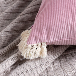 Phantoscope Pack of 2 Corduroy Soft Pillow Covers Decorative Striped Velvet Throw Pillows with Cotton Tassels Ultra Solid Cushion Covers Pillowcases,Light Purple 30 x 50cm - thumbnail 3