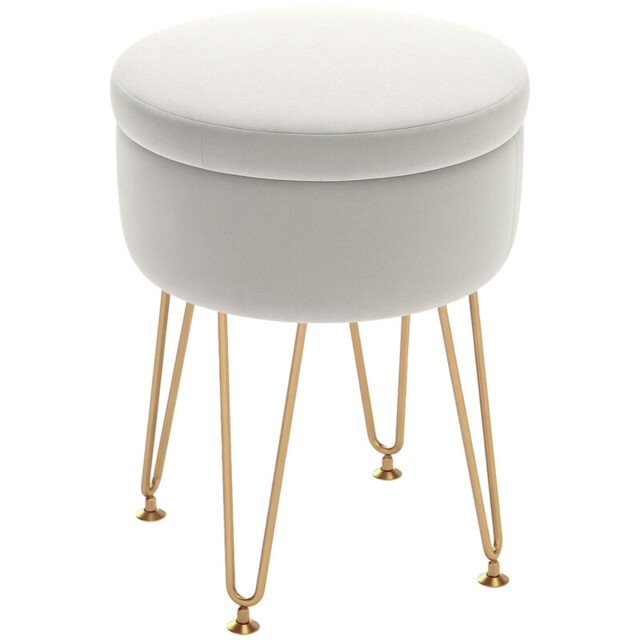 Homcom Ottoman Storage Opulent Cream/Gold - image 1